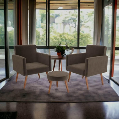 Conjunto de Poltronas Nórdicas com Mesa de Apoio Dallas