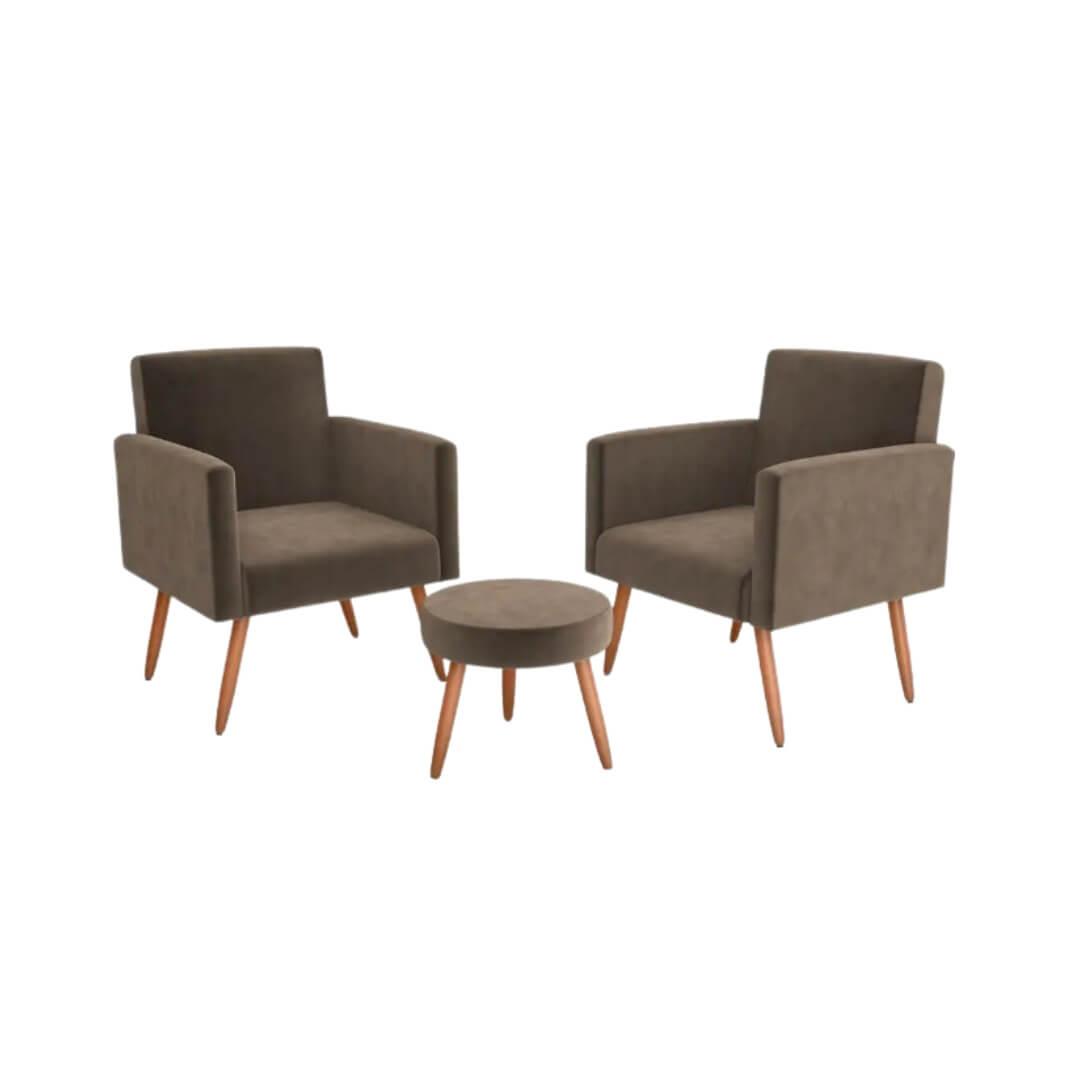 Conjunto de Poltronas Nórdicas com Mesa de Apoio Dallas